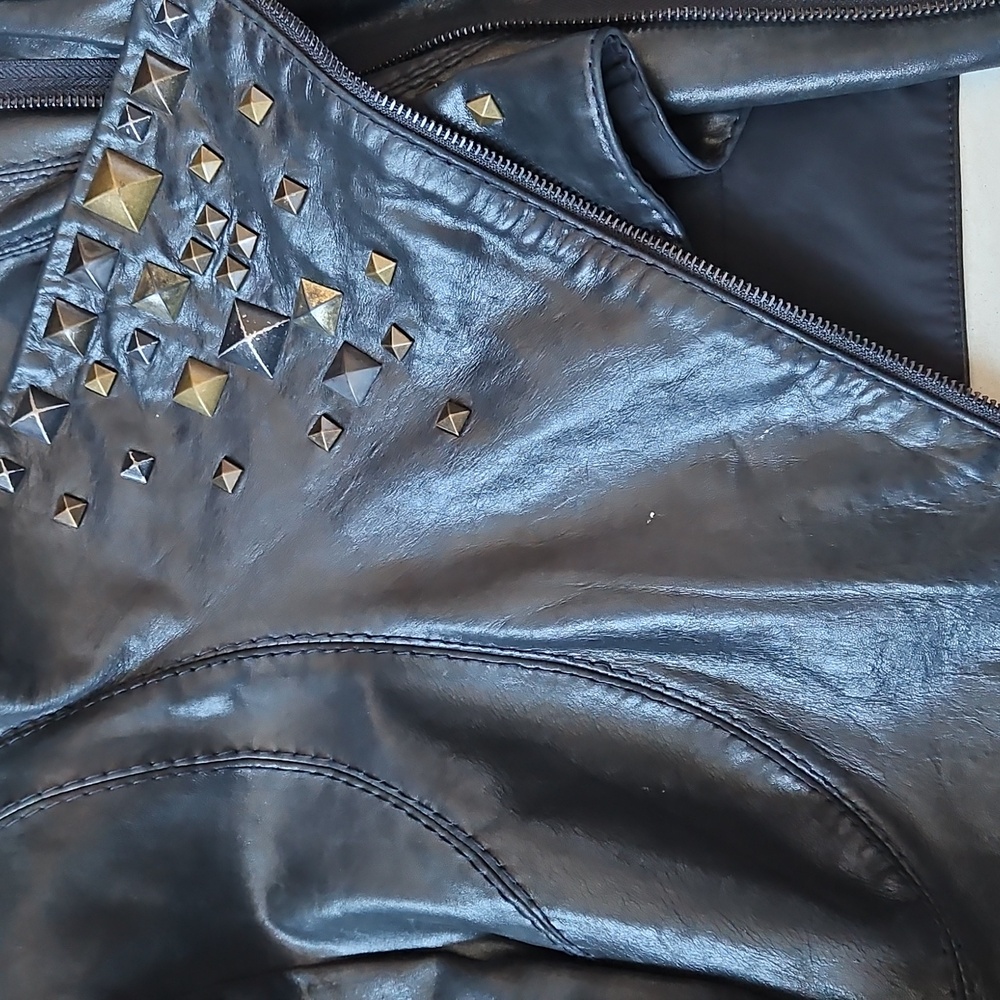 BCBGMaxAzria Black Studded Leather Jacket [Size M] - Picture 6 of 13